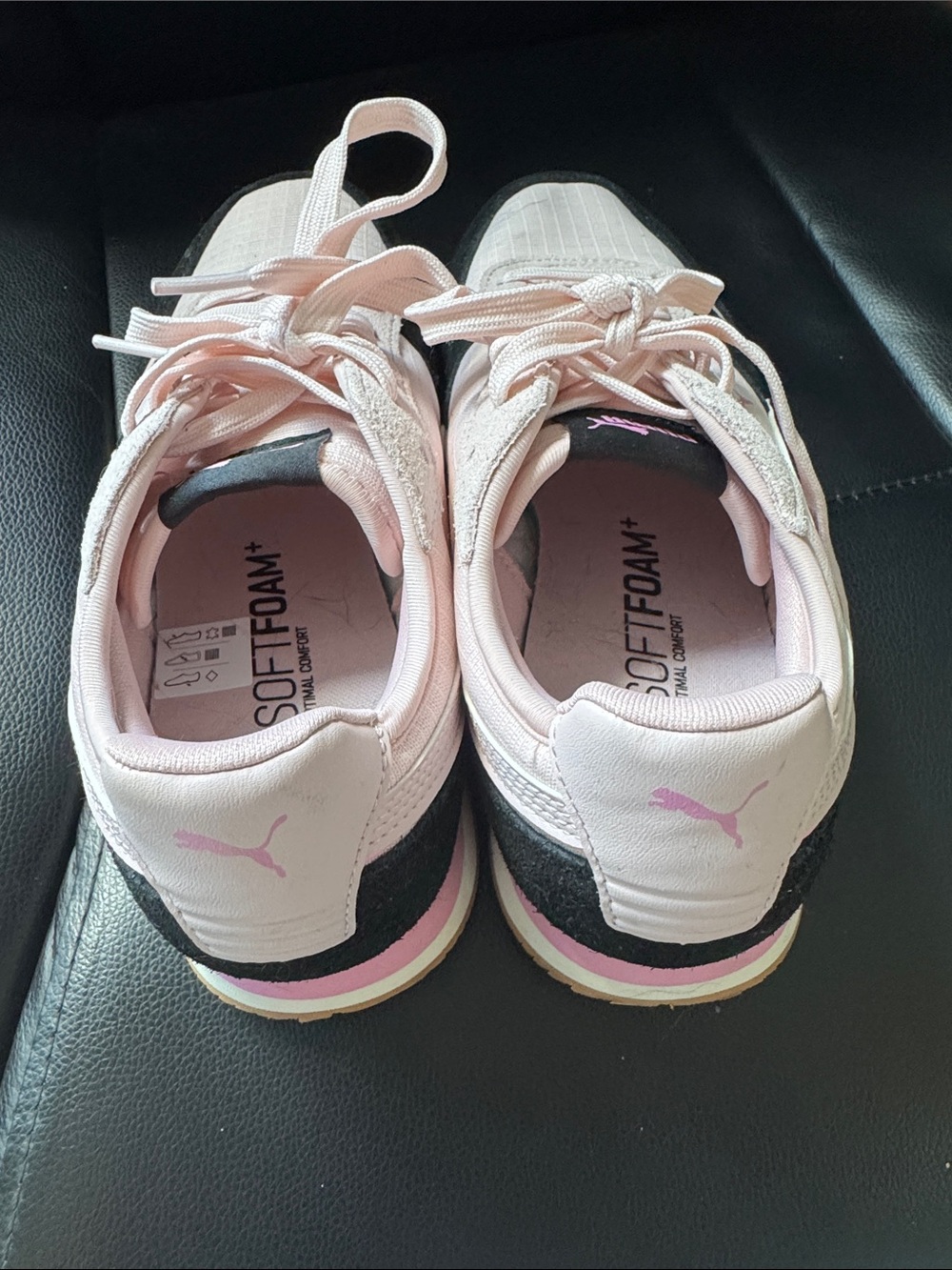 Puma Women’s Pale Pink and Black Retro Runner Sneakers - Picture 3 of 5